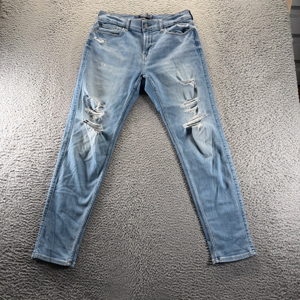 Hollister Jeans‎ Men 30x32 Blue Cotton Denim Skinny Athletic Fit Faded Stretch